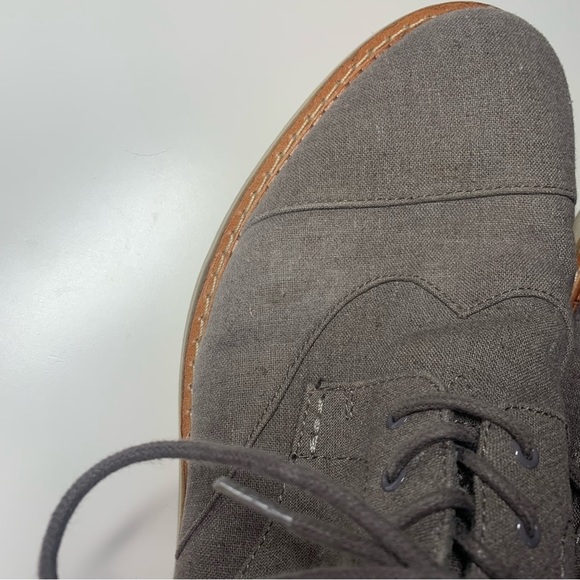 Toms Oxford Shoes Men’s Size 10.5 US Grey Aviator Brogue Wingtip Lace-up Textile - Picture 9 of 11